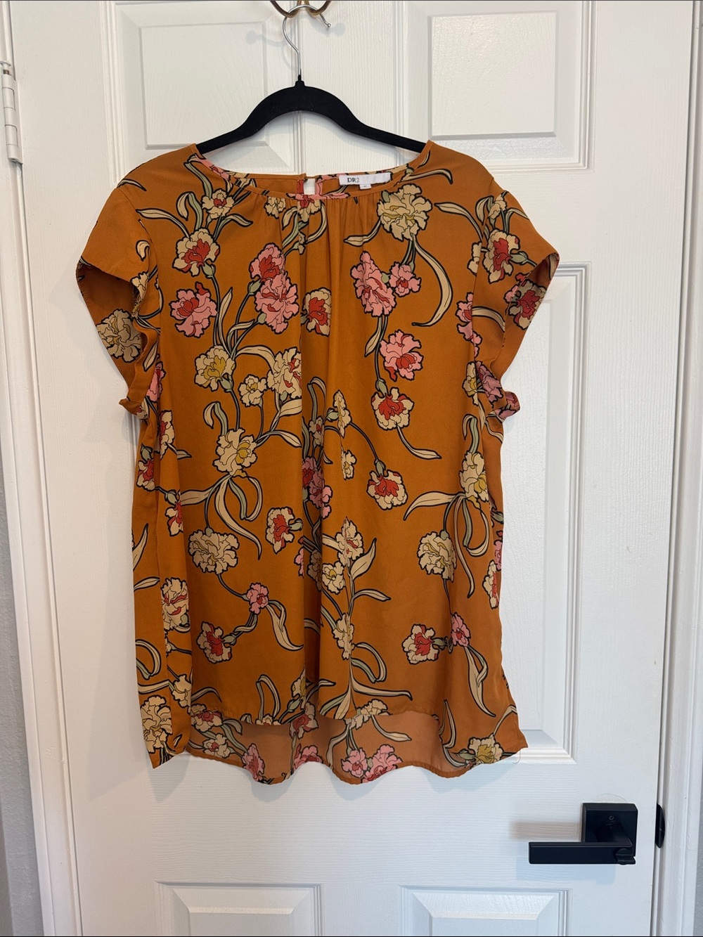 DR2 Lightweight Floral Blouse - Mustard Floral Size XL L15